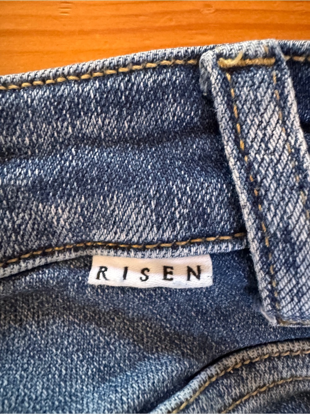 Risen High-Rise Blue Wide-Leg Jeans with side slit on legs - Picture 7 of 7